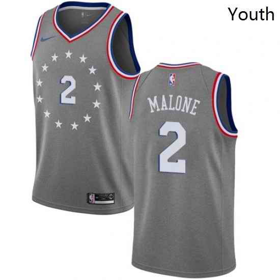 Youth Nike Philadelphia 76ers 2 Moses Malone Swingman Gray NBA Jersey City Edition